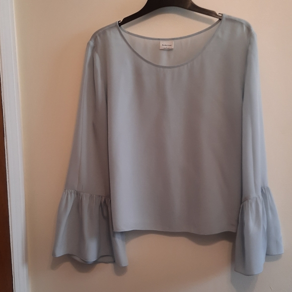 Aritzia Babaton Humbert Blouse Blue Bell Sleeve - Picture 2 of 11